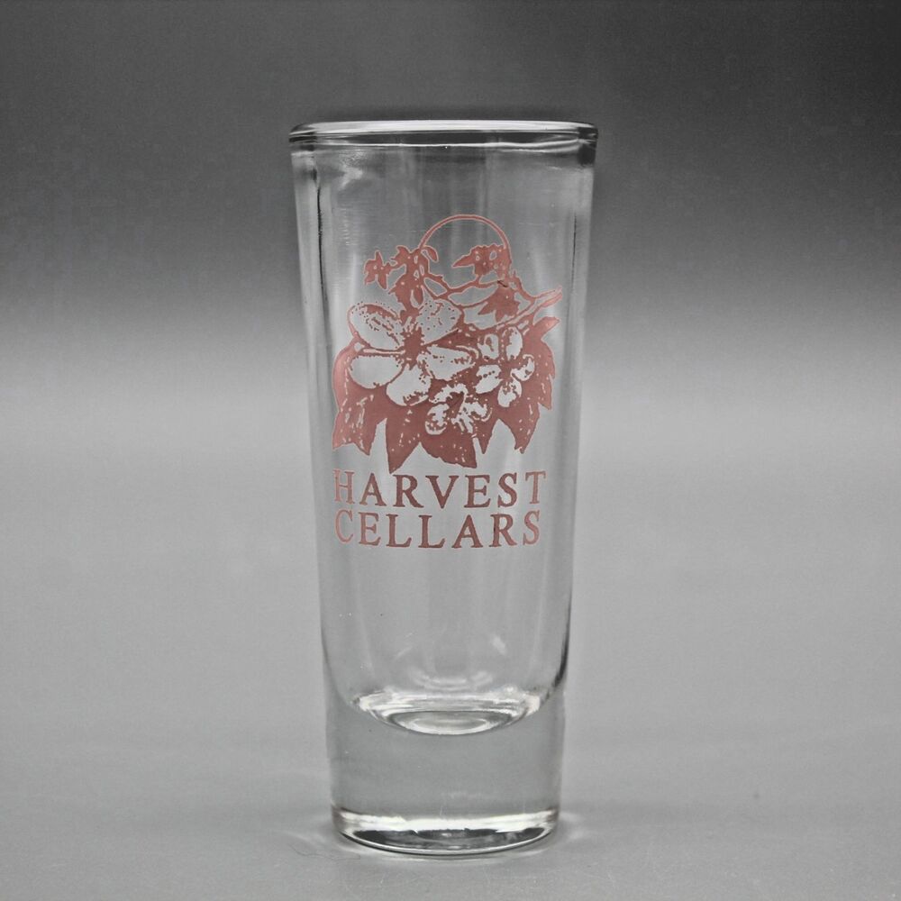 Vintage Harvest Cellars Shot Glass Red Floral Logo Design